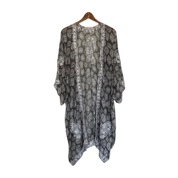 Marie France VanDamme Other - Marie France Van Damme NWOT Silk Paisley Embroidered Kimono Swim Beach Cover Up